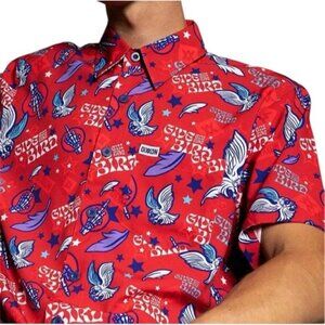 Dixxon Flannel Company Red Give Em The Bird Short Sleeve Party Shirt Men’s Large
